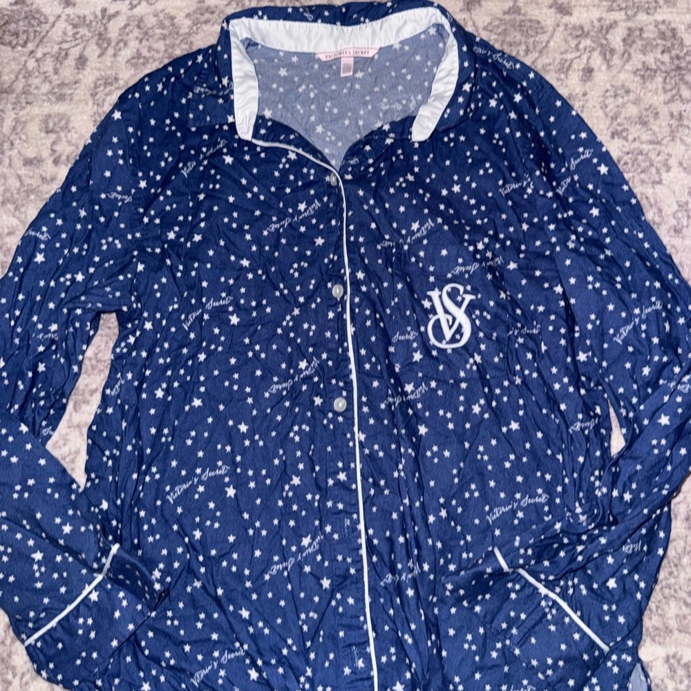 Victoria's Secret Navy Starry Pajama Top medium women’s